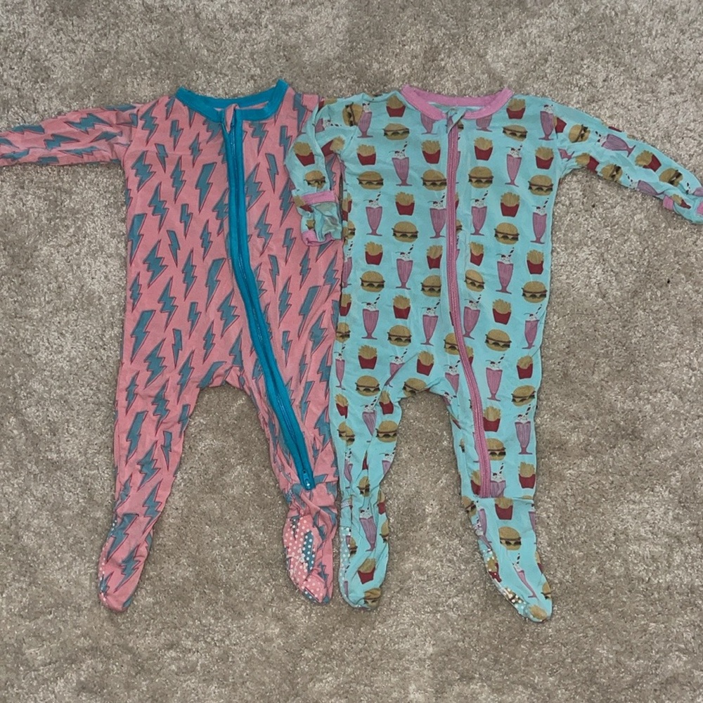 Two Kickee Pants Footie Pajamas 3-6 Months